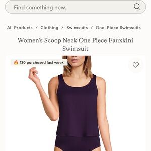 Lands' End Women's Purple One Piece Swimsuit